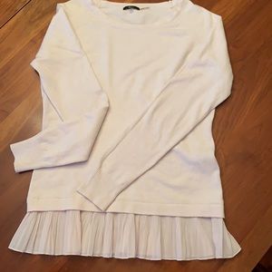 Milano Ivory sweater w/ chiffon trim,  size M